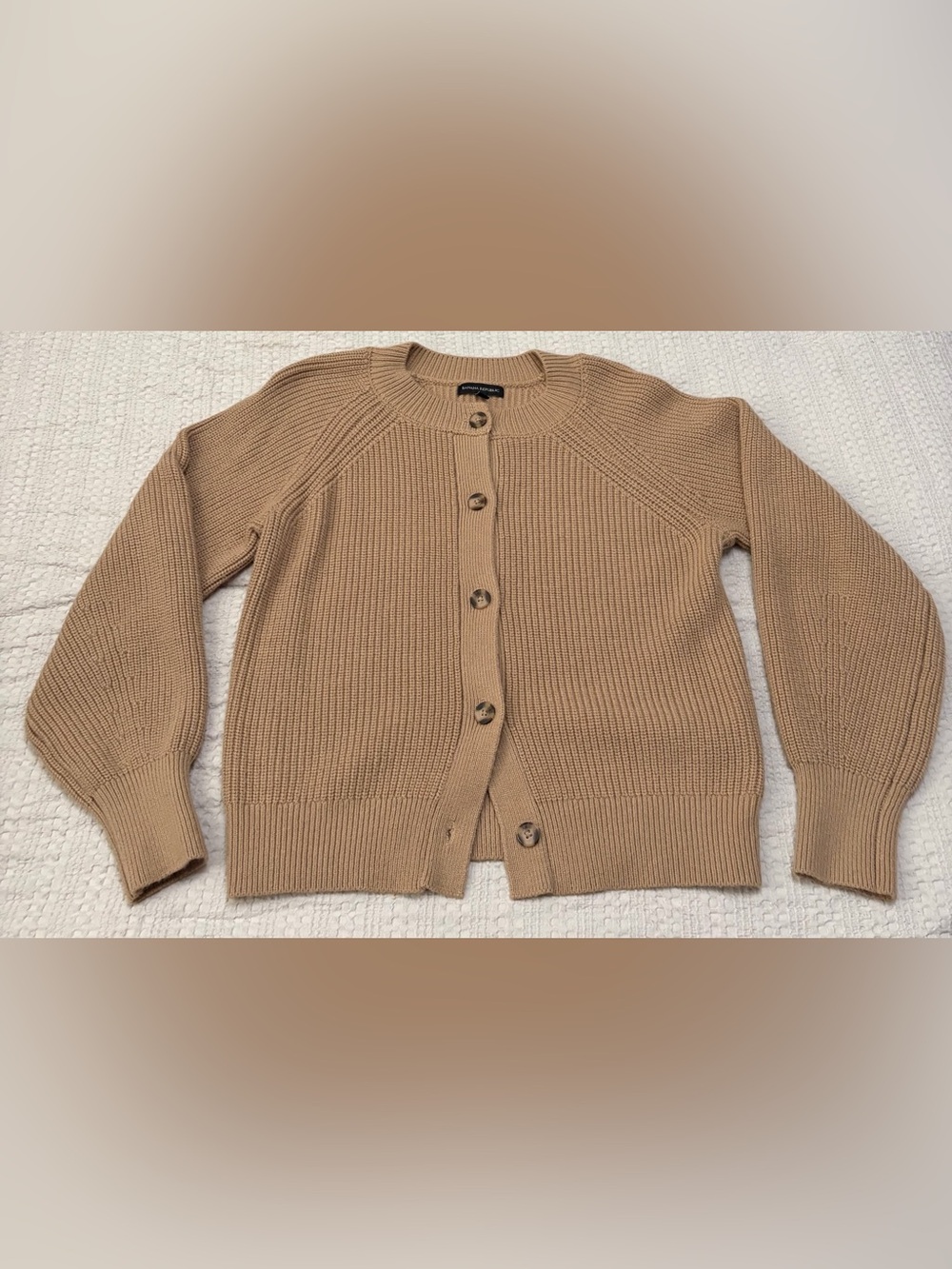 Banana Republic Women's Camel Button-Front Ribbed Cardigan